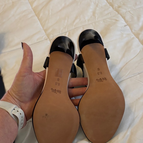 Coach Black and White Strappy  Heeled Sandals - Picture 3 of 6